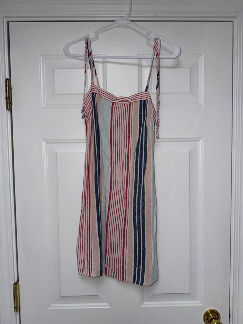 Xhilaration Striped Tie-Shoulder Mini Dress in Red, Blue, Peach